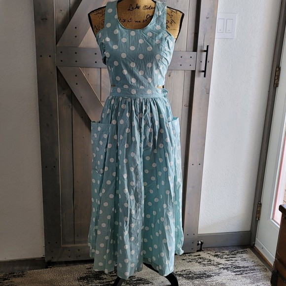 Hang Ten Dresses & Skirts - Vintage HANG TEN Polka Dot Dress Women Size 7 open side Sundress Pinup 80s/90s